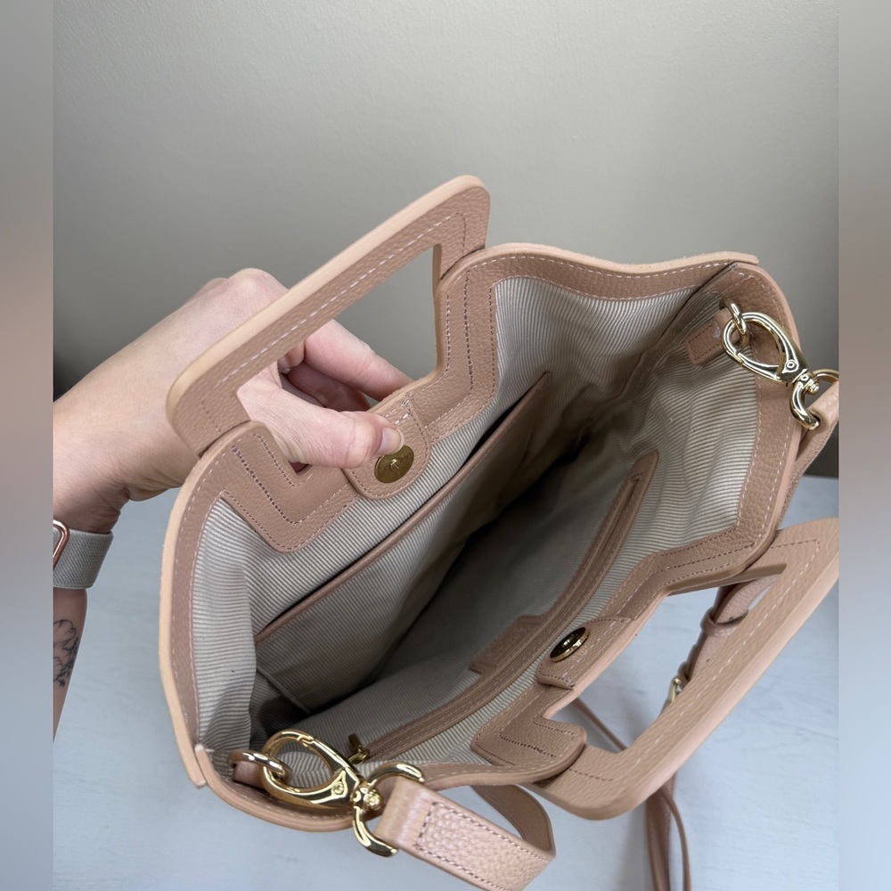 TMRW STUDIO Blush Milo Fold Over Suede Bag Crossbody Top Handle Anthropologie - Picture 11 of 15